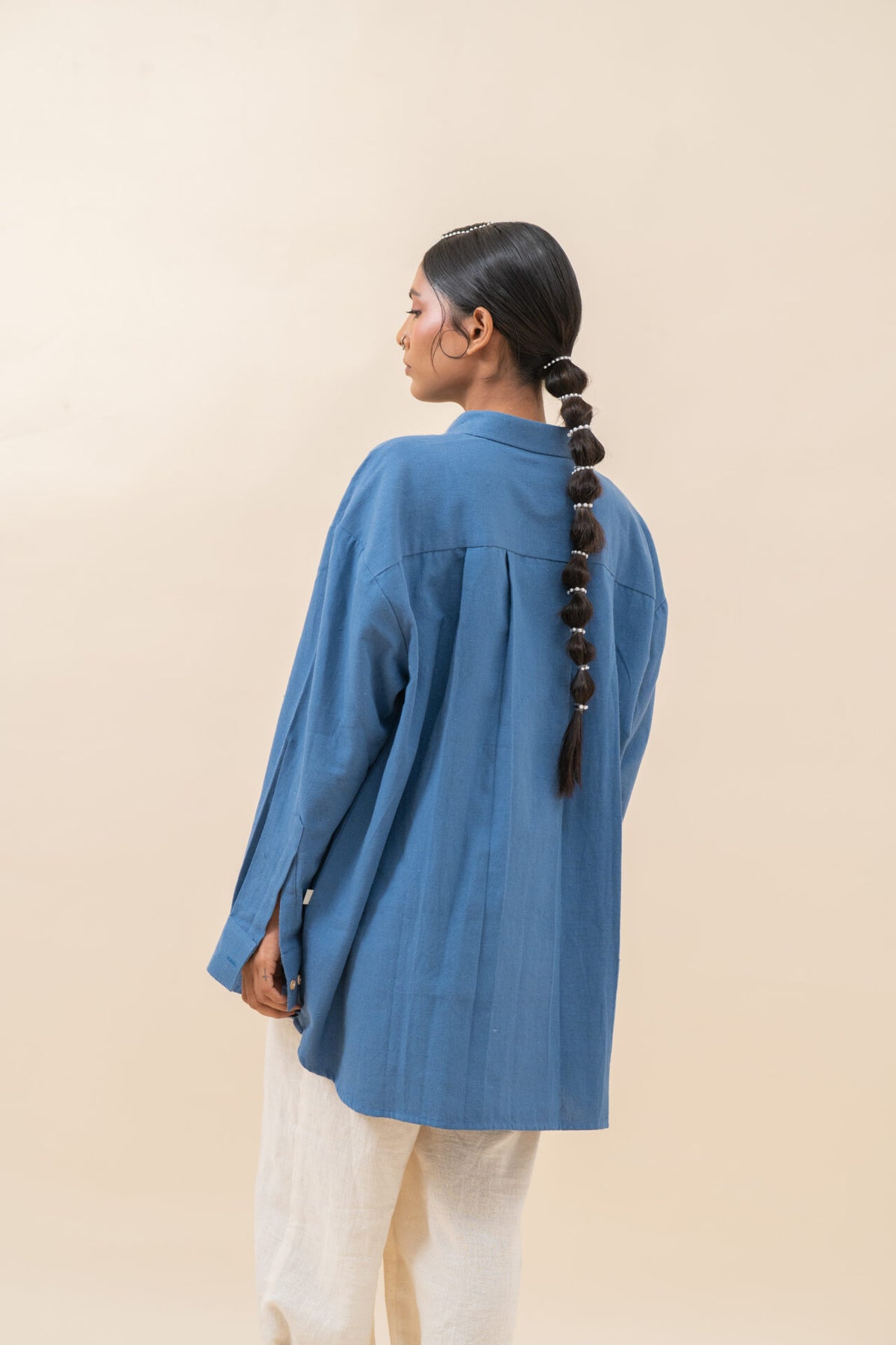 Box Pleat Relexed Shirt | Cool Blue