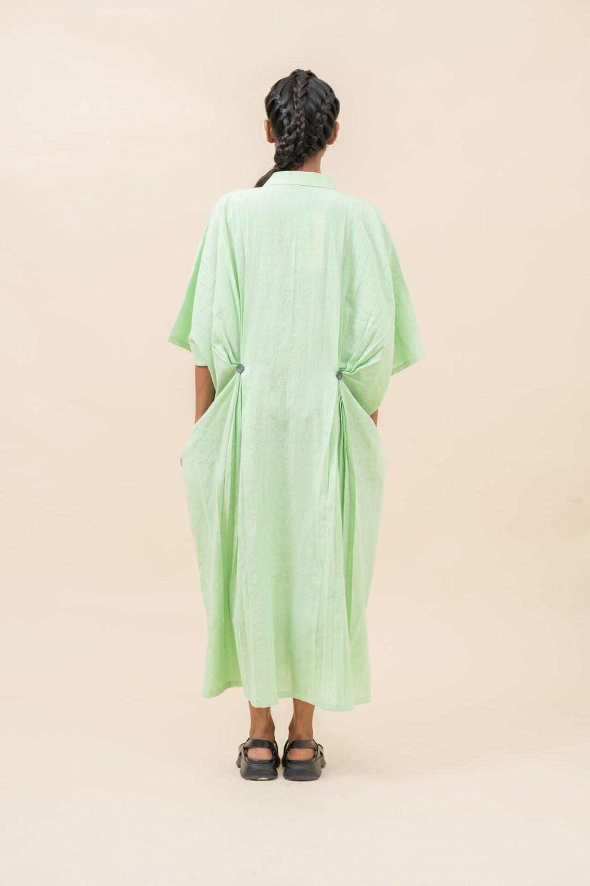 Classic Pressed Knife Pleated Dress | Pista Green