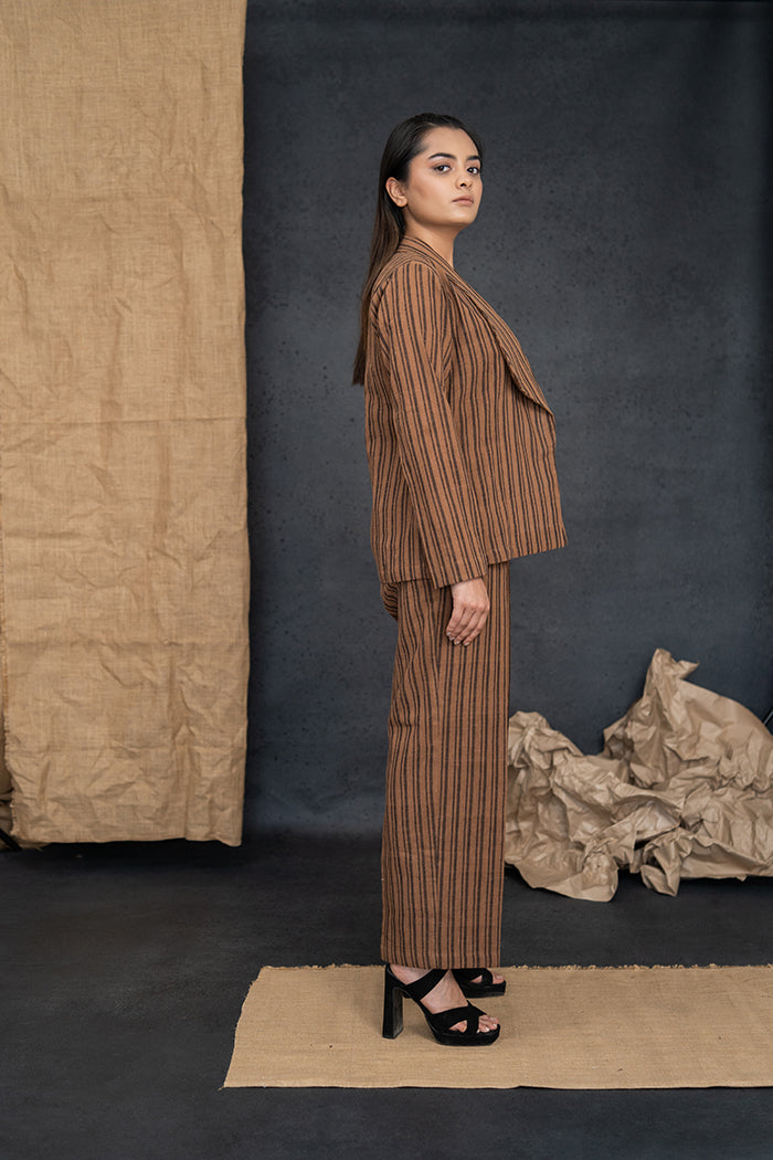 Handwoven Kala Cotton Brown Suit Coat