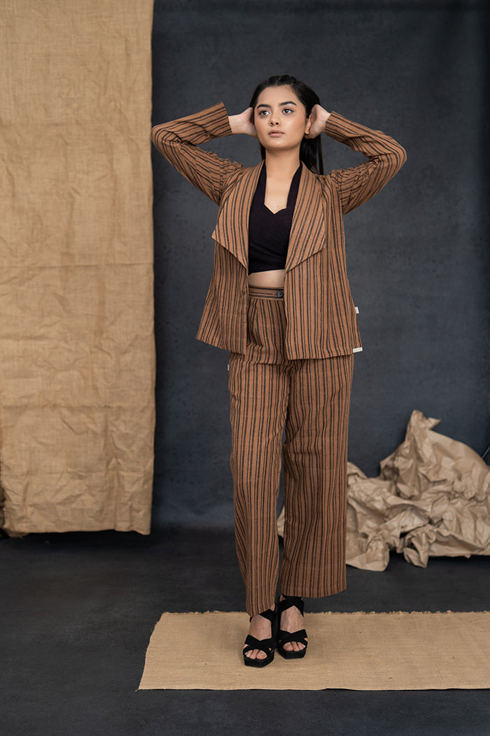 Handwoven Kala Cotton Brown Suit Coat