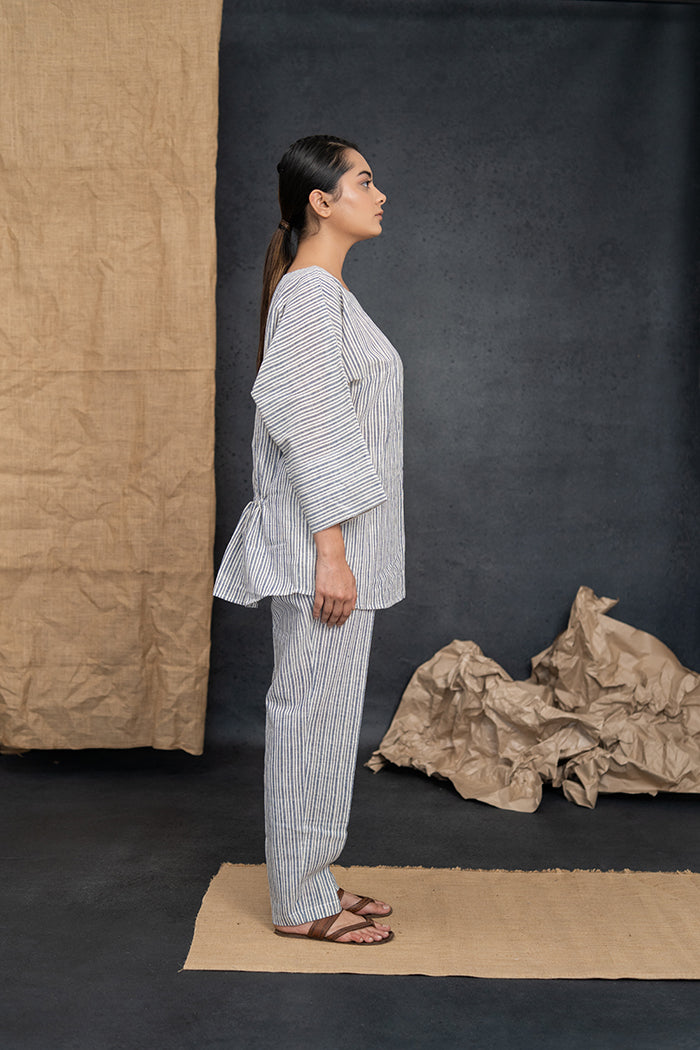 Handwoven Kala Cotton Indigo Linning Loungewear Set