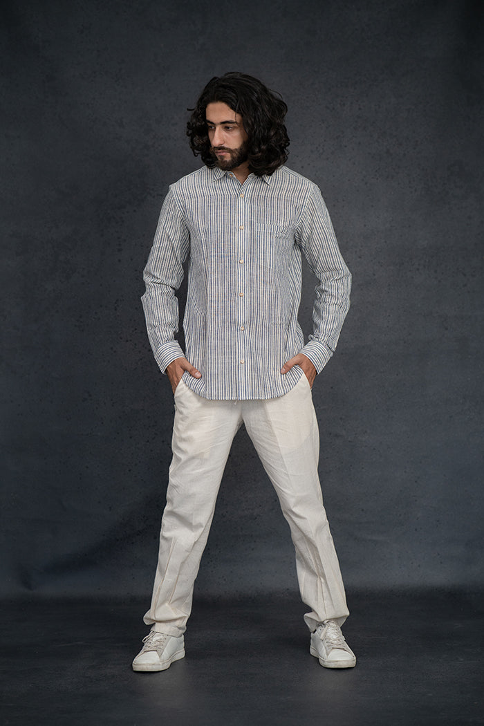 Handwoven Kala Cotton Indigo Natural Dyed Lining Shirt