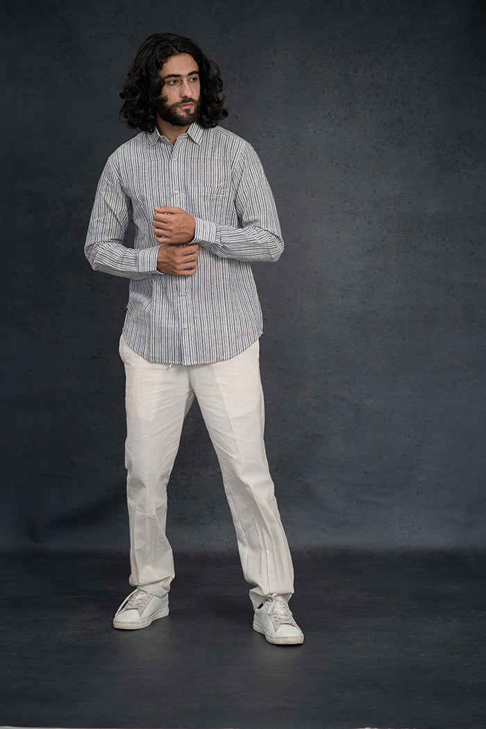 Handwoven Kala Cotton Indigo Natural Dyed Lining Shirt