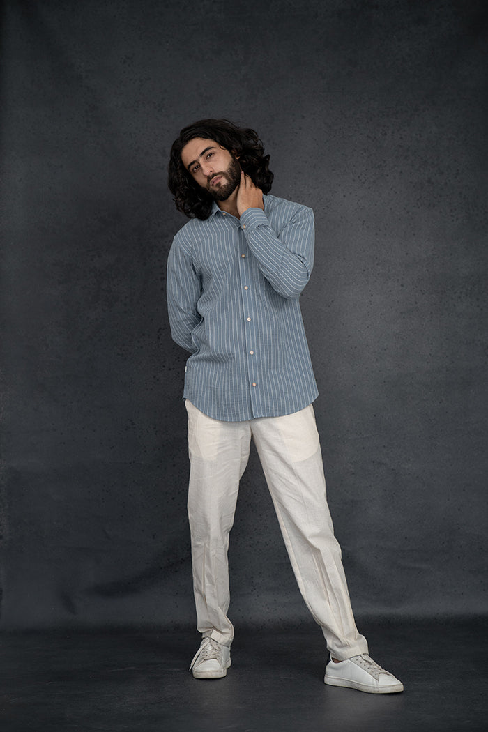 Handwoven Kala Cotton Indigo Natural Dyed Shirt