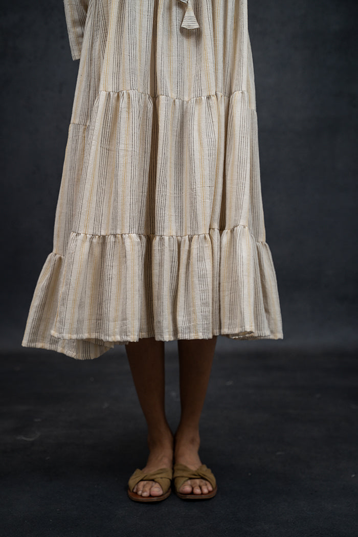 Handwoven Kala Cotton Natural Dyed Gathered One Piece Dress