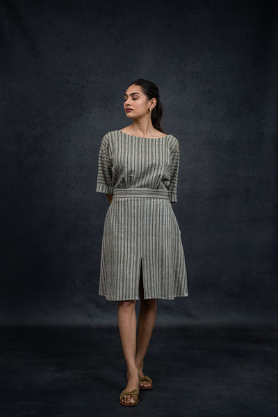 Handwoven Kala Cotton Natural Dyed Middle Slit One Piece Dress – Varso
