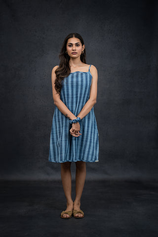 Handwoven Kala Cotton Natural Dyed Stripe One Piece Dress