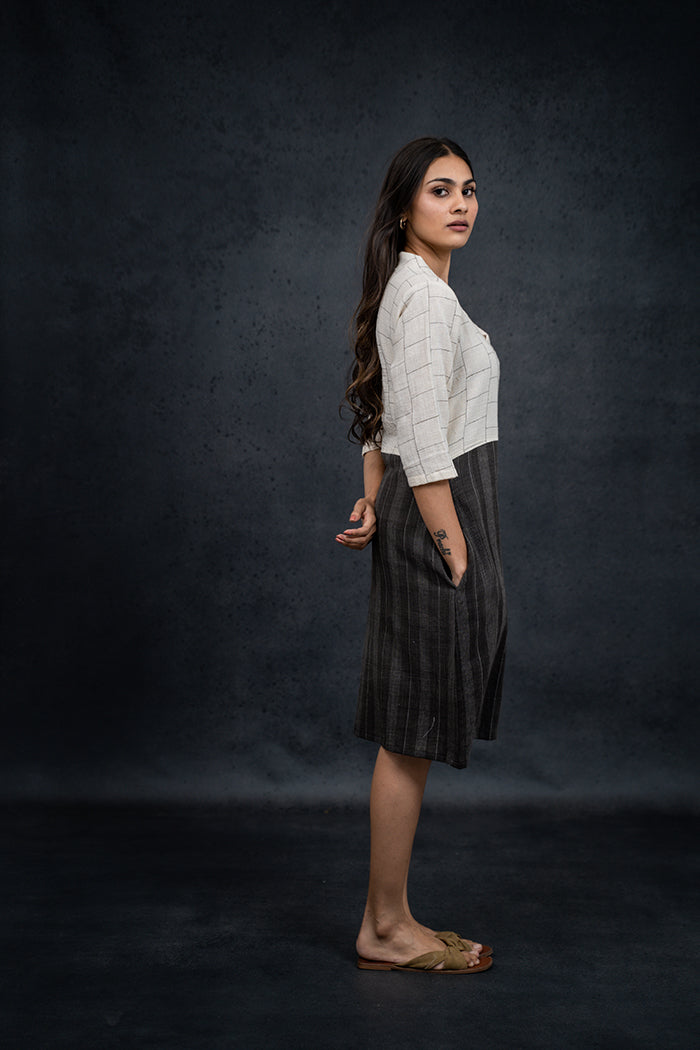 Handwoven Kala Cotton Natural Dyed Straight One Piece Dress