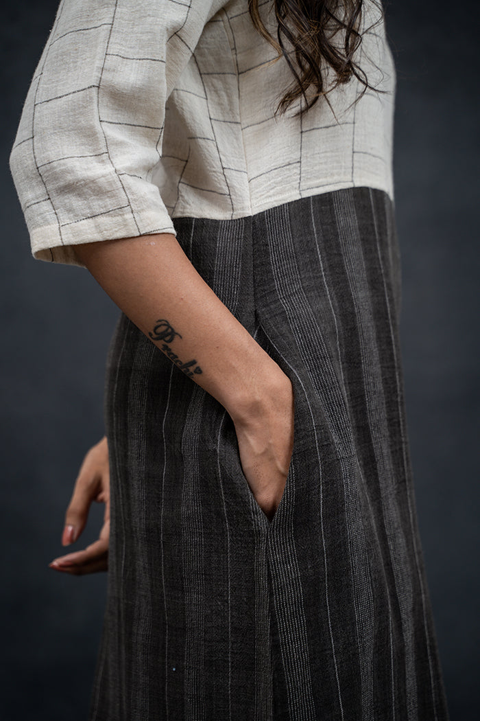 Handwoven Kala Cotton Natural Dyed Straight One Piece Dress