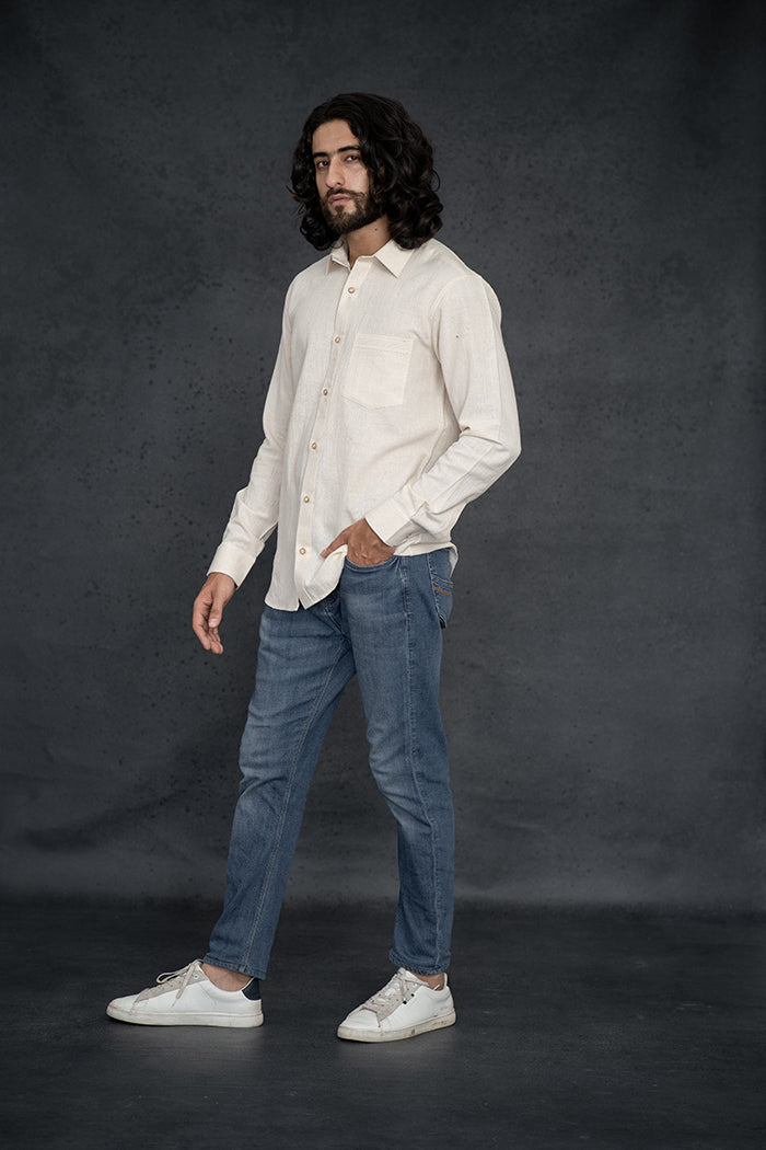 Handwoven Kala Cotton Pristine White Shirt