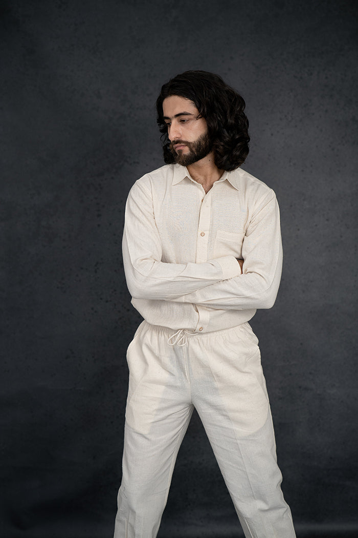 Handwoven Kala Cotton Pristine White Shirt