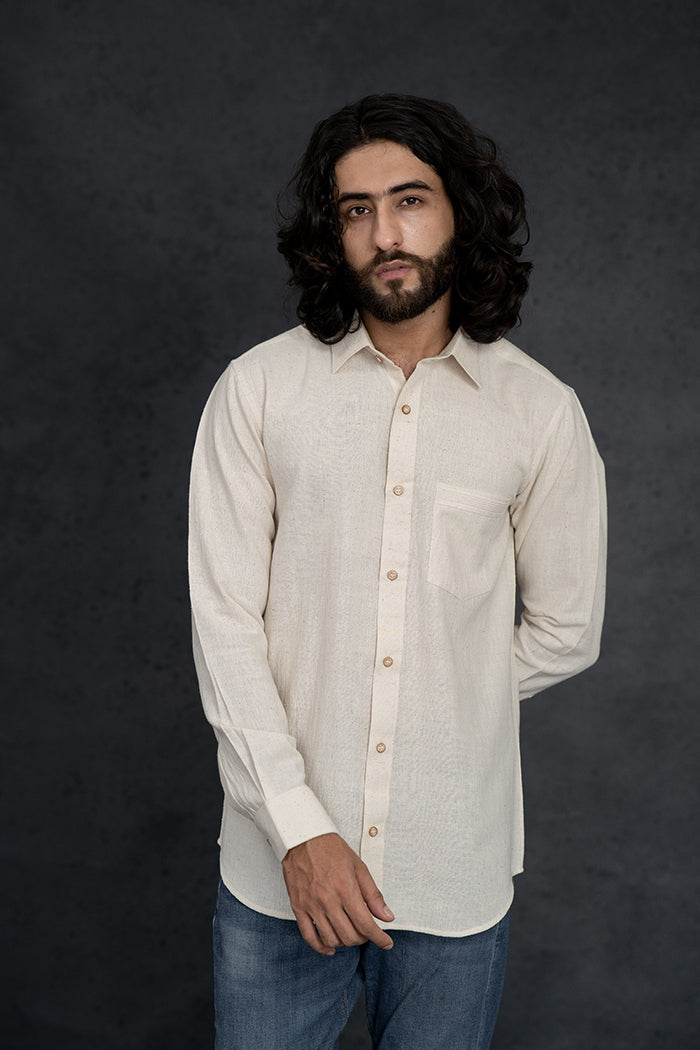 Handwoven Kala Cotton Pristine White Shirt