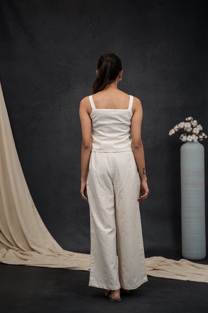 Handwoven Kala Cotton Square Neck Striped Soof Embroidery Co-ord Set