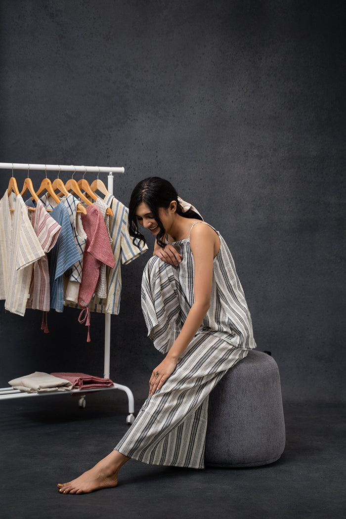 Handwoven Kala Cotton Striped Loungewear Set