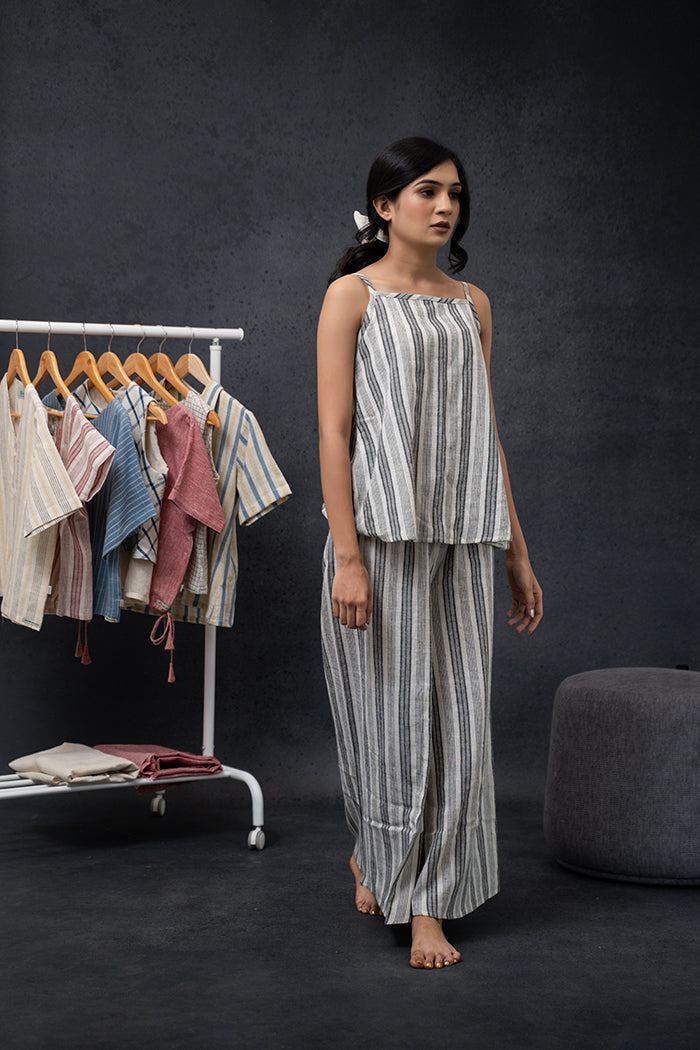 Handwoven Kala Cotton Striped Loungewear Set