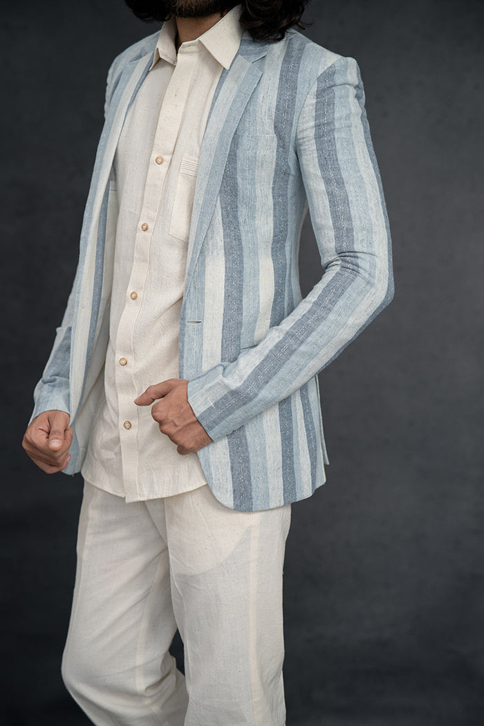 Handwoven Kala Cotton Striped Weave Blazer