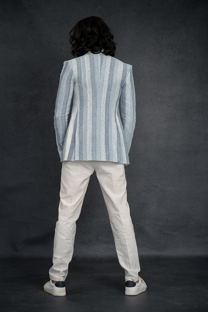 Handwoven Kala Cotton Striped Weave Blazer