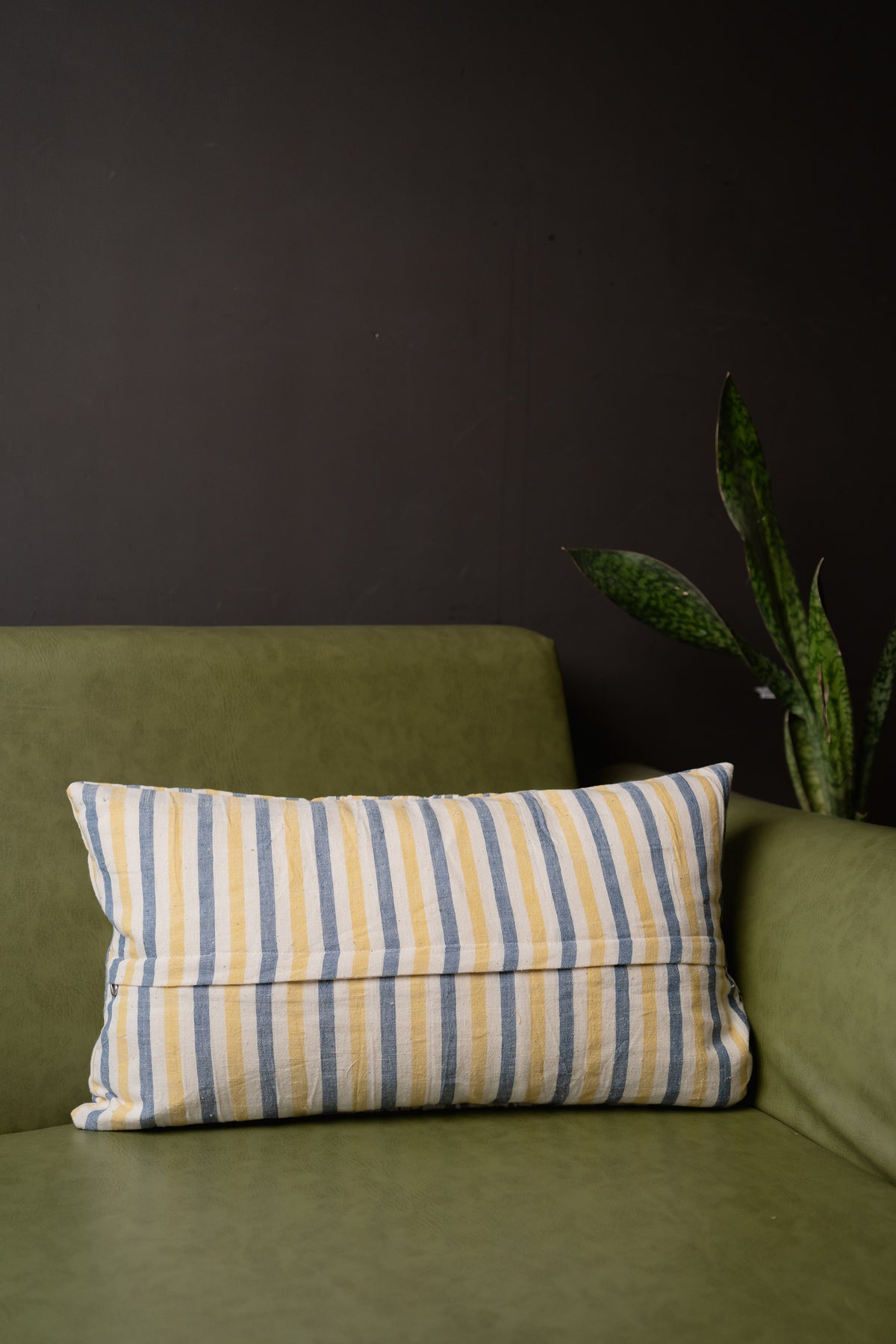 Handwoven Stripe Handsmocked Lumbar Cushion Cover