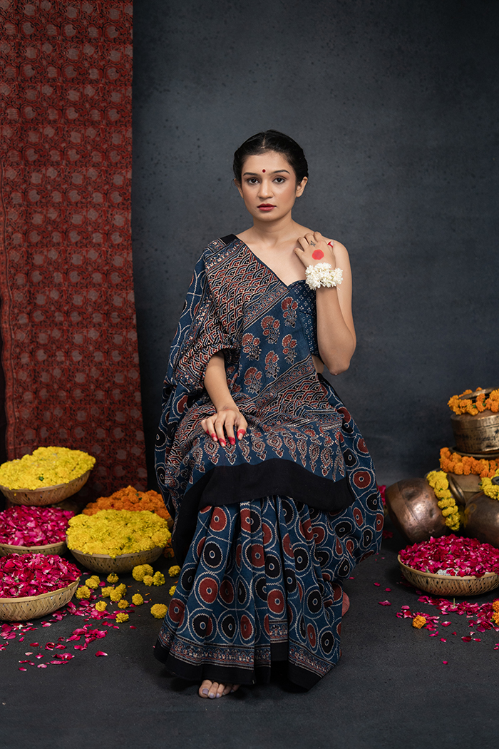 Bhujodi Handweave Kala Cotton Saree – RAKHIYO