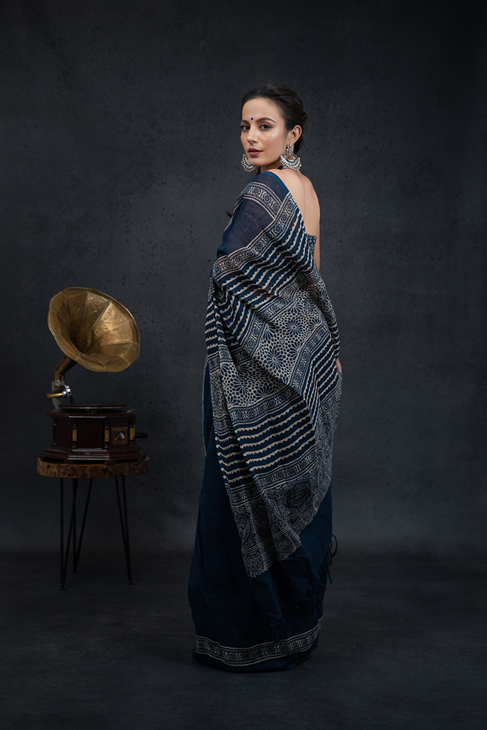 Indigo Color Saree By Nivedita Fashions